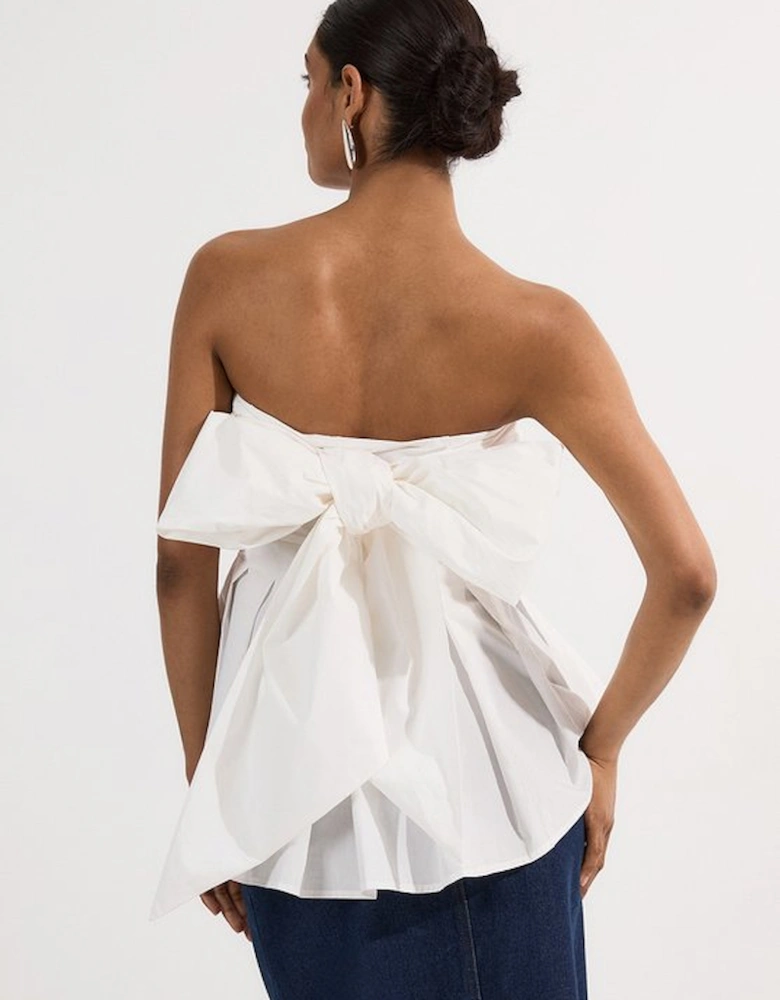 Cotton Poplin Bow Detail Woven Blouse