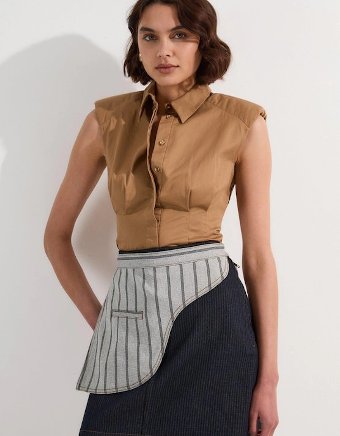 Stripe Denim Belt Detail Mini Skirt, 5 of 4