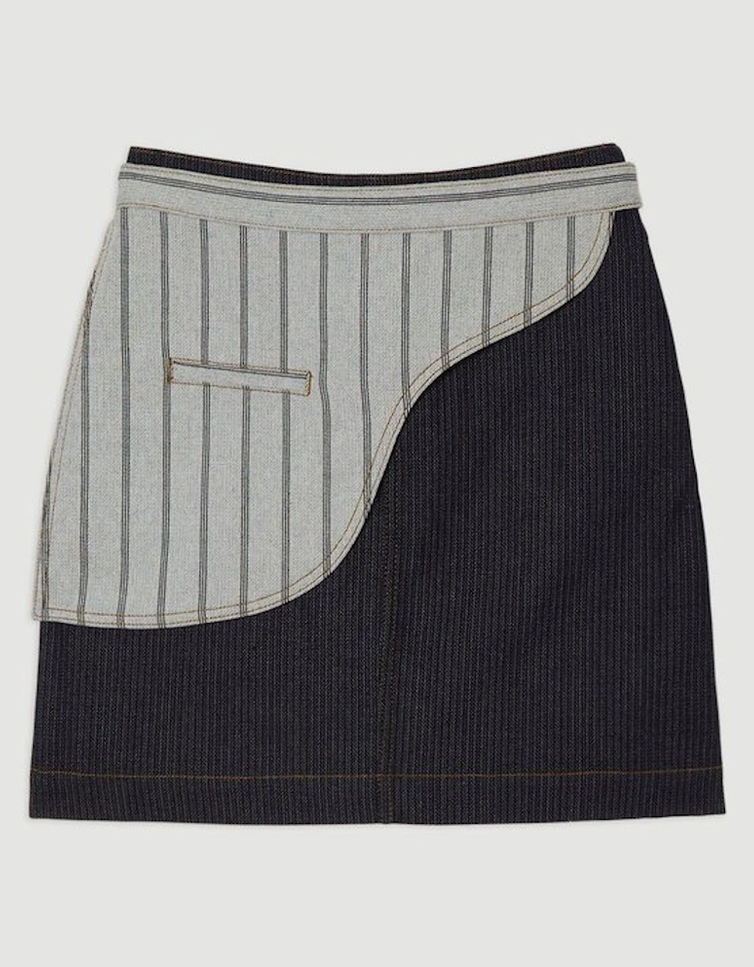 Stripe Denim Belt Detail Mini Skirt