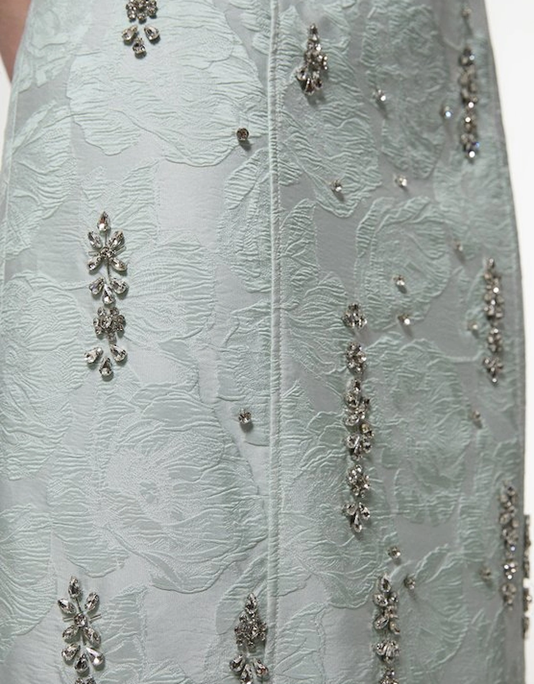 Texture Jacquard Crystal Embellished Strapless Mini Dress