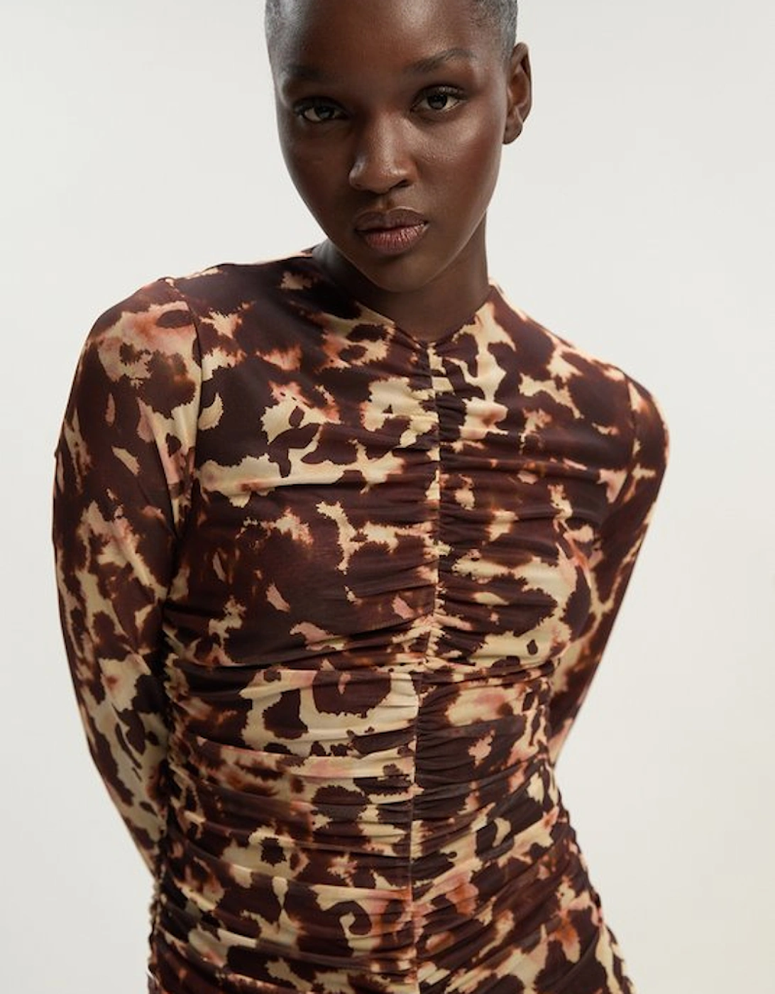 Leopard Print Mesh Maxi Dress