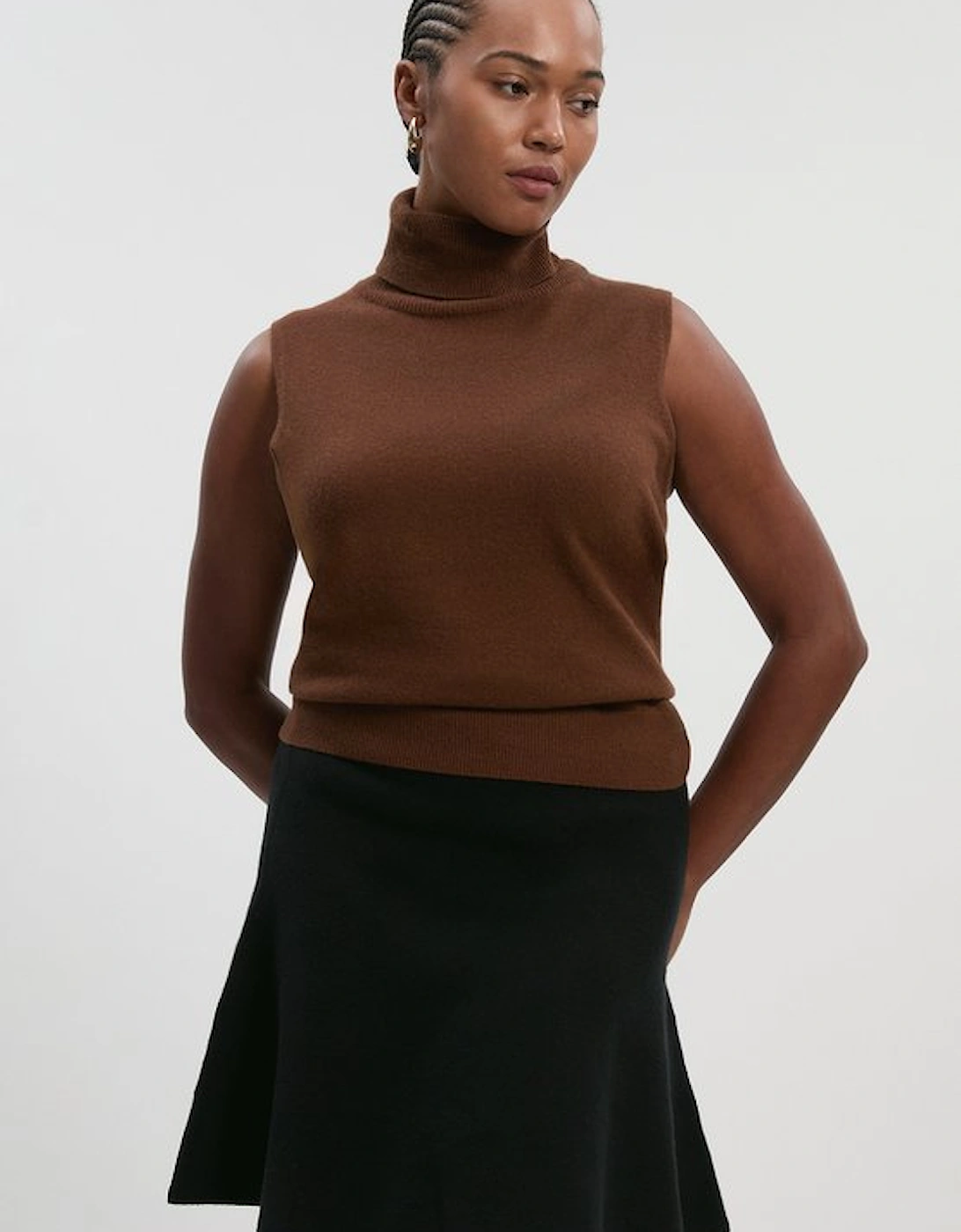 Plus Size Compact Wool Look Knit Flippy Mini Skirt, 5 of 4