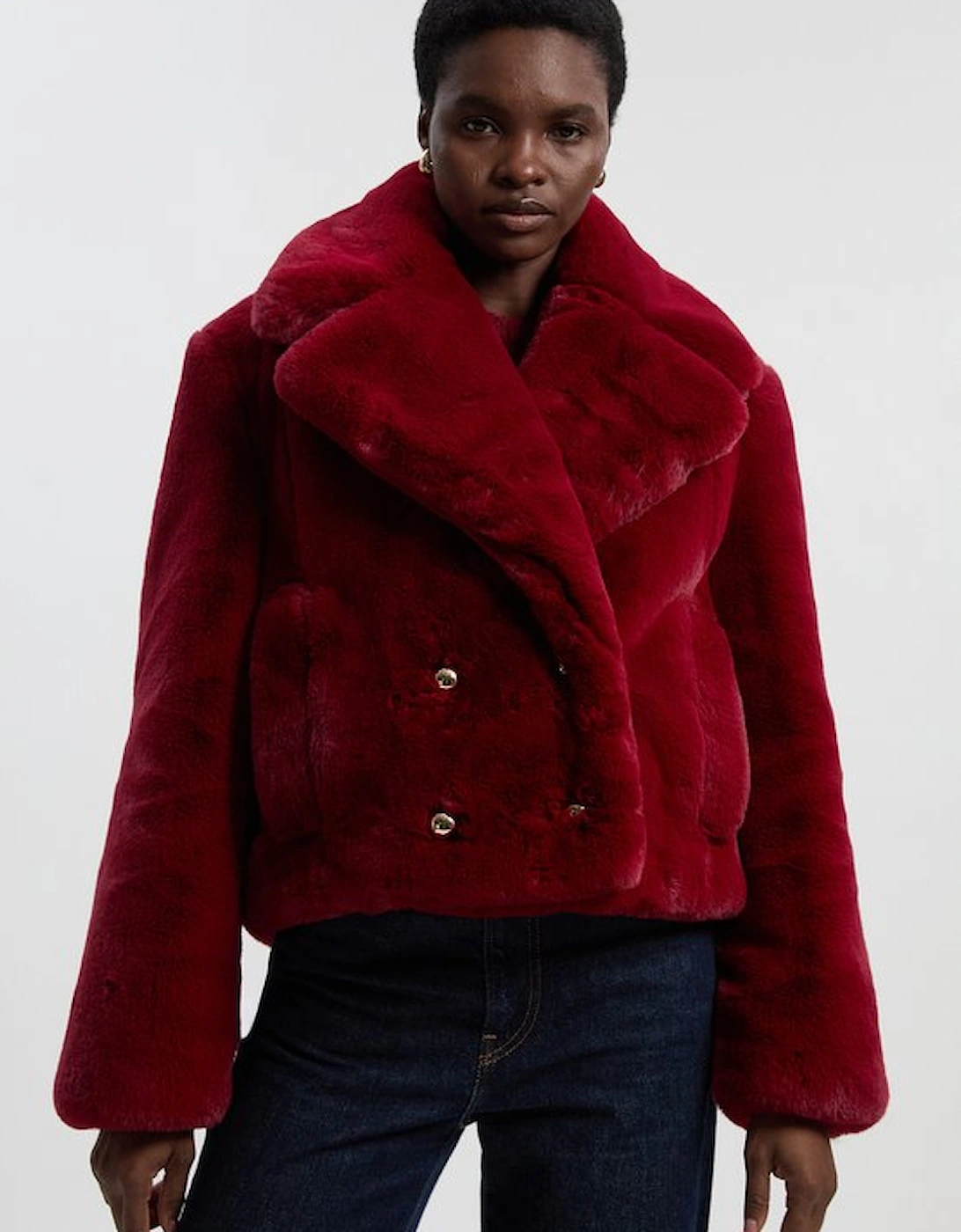 Faux Fur Buttoned Short Coat, 4 of 3