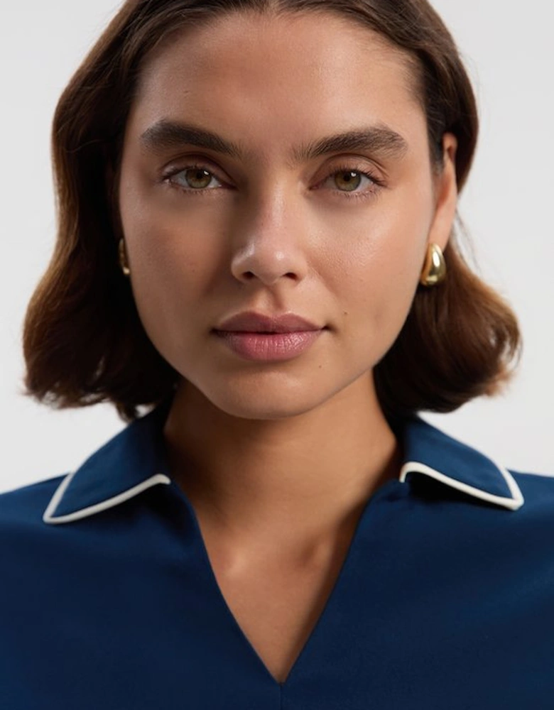 Tall Tailored Crepe Tipped Tailored Mini Shirt Dress