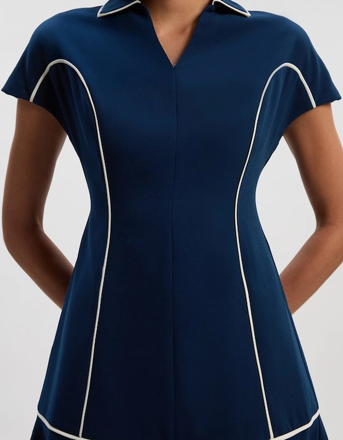 Tall Tailored Crepe Tipped Tailored Mini Shirt Dress