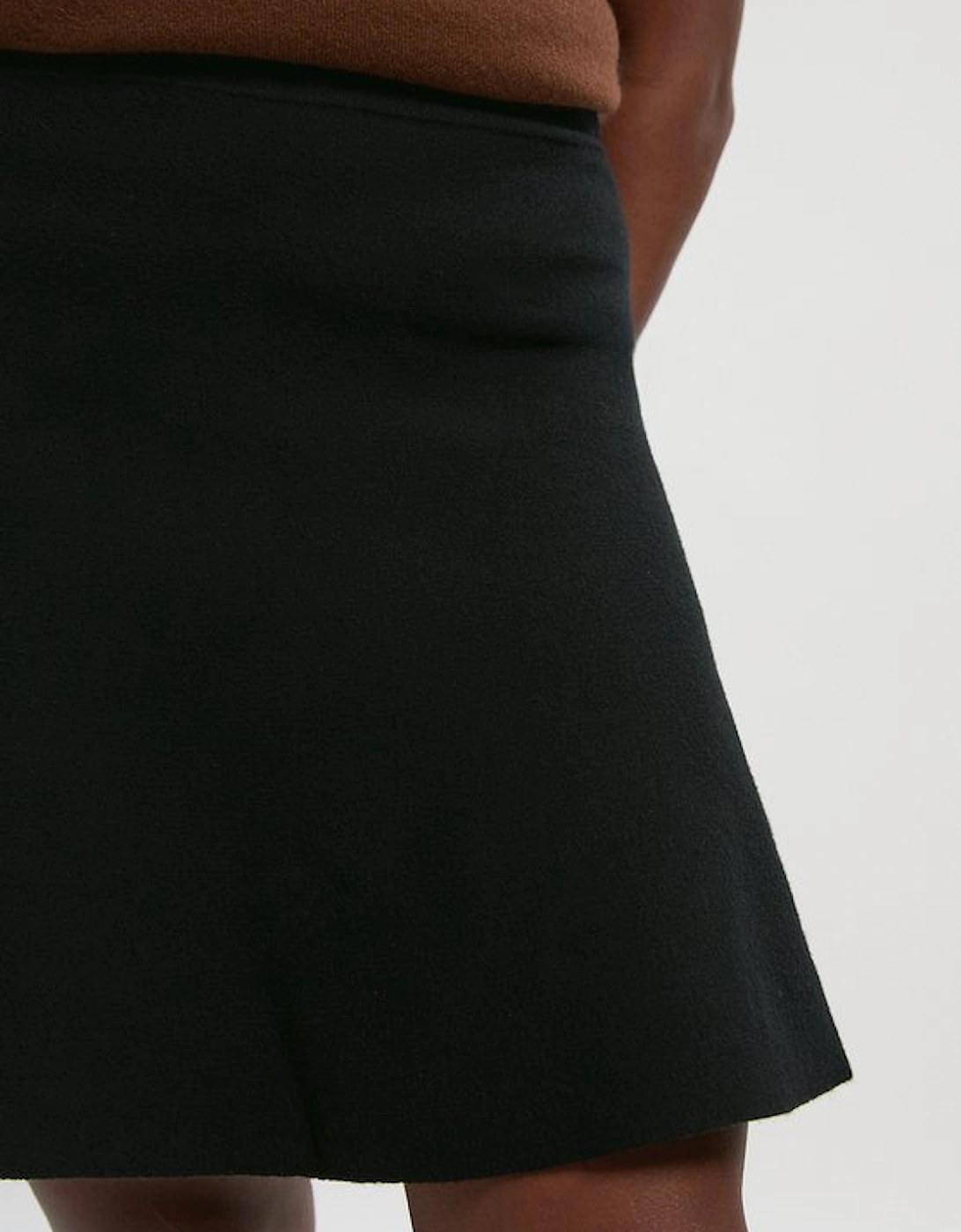 Plus Size Compact Wool Look Knit Flippy Mini Skirt