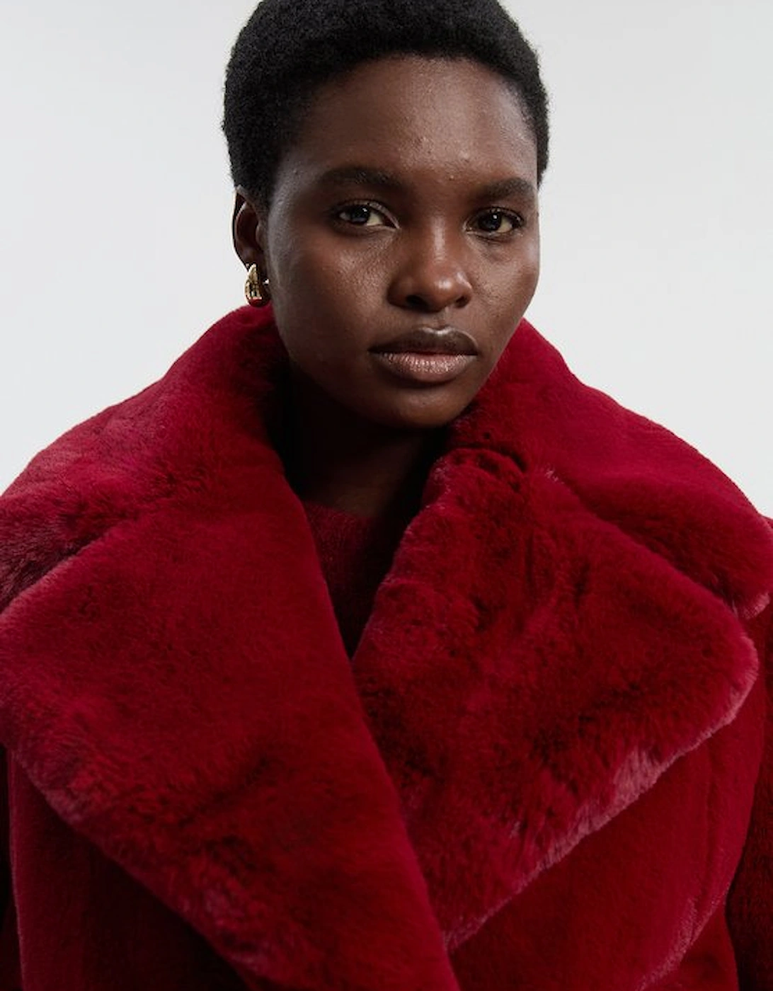 Faux Fur Buttoned Short Coat