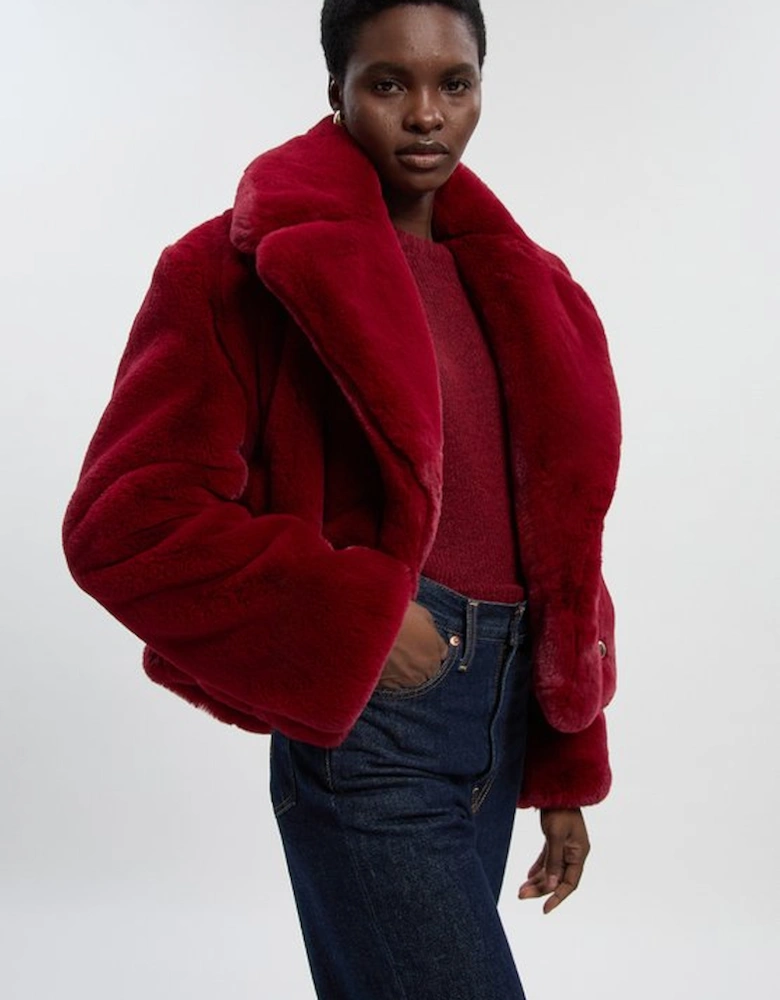 Faux Fur Buttoned Short Coat