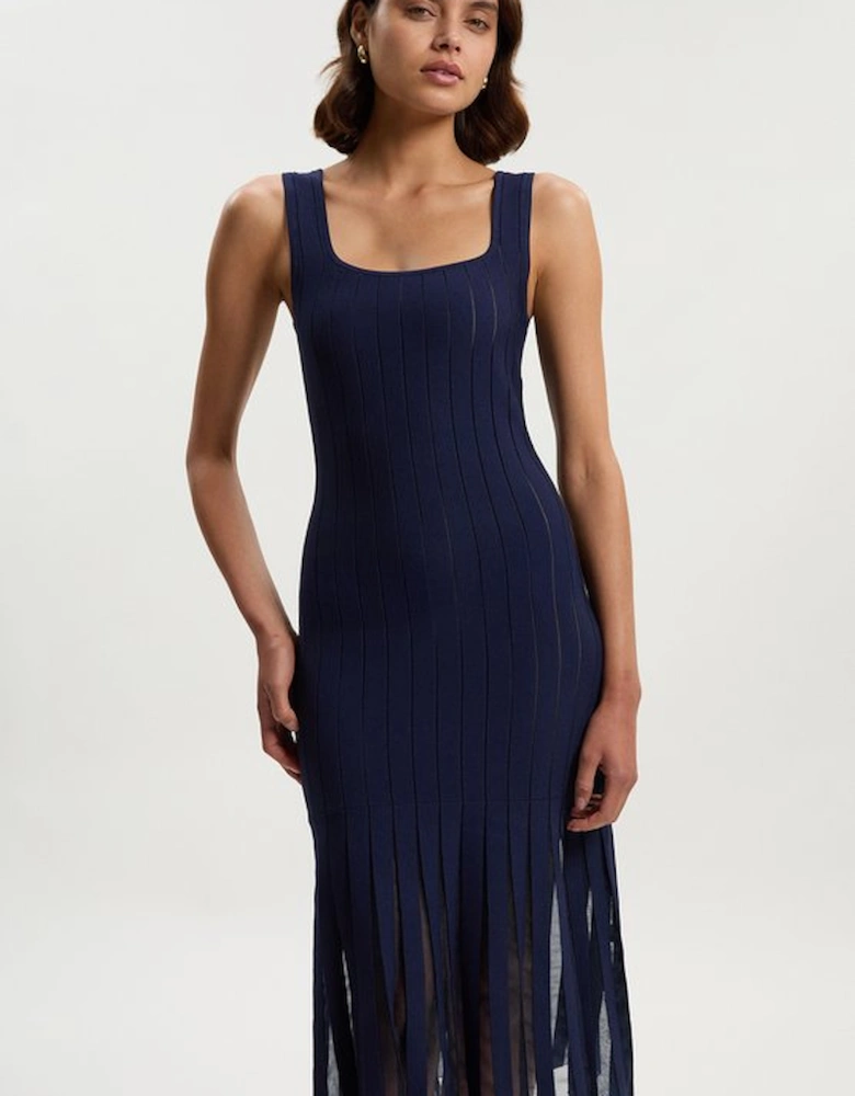 Compact Stretch Square Neck Knitted Flippy Dress