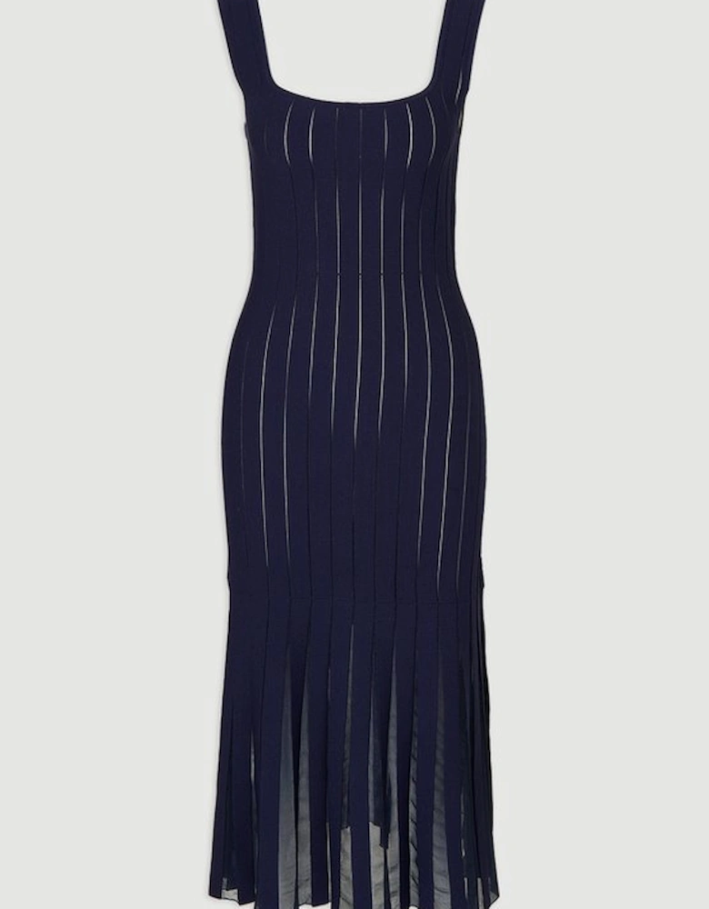 Compact Stretch Square Neck Knitted Flippy Dress