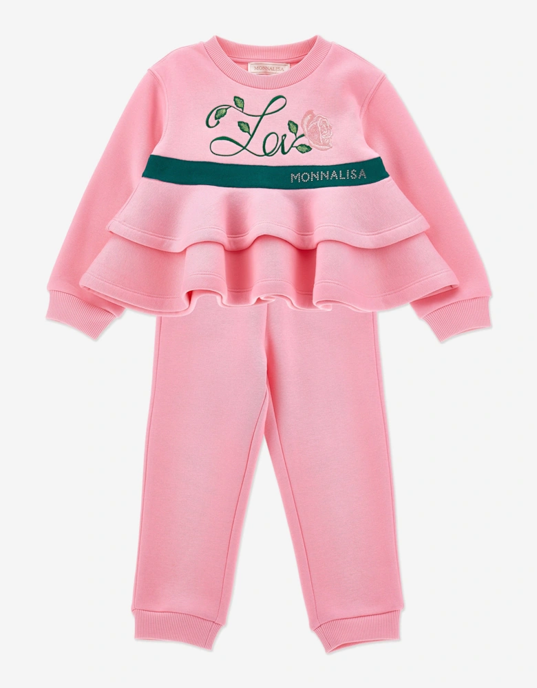 Girls Love Ruffle Tracksuit in Pink