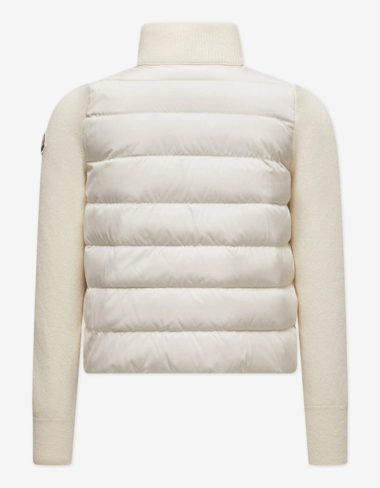 Enfant Girls Down Padded Zip Up Cardigan in Ivory
