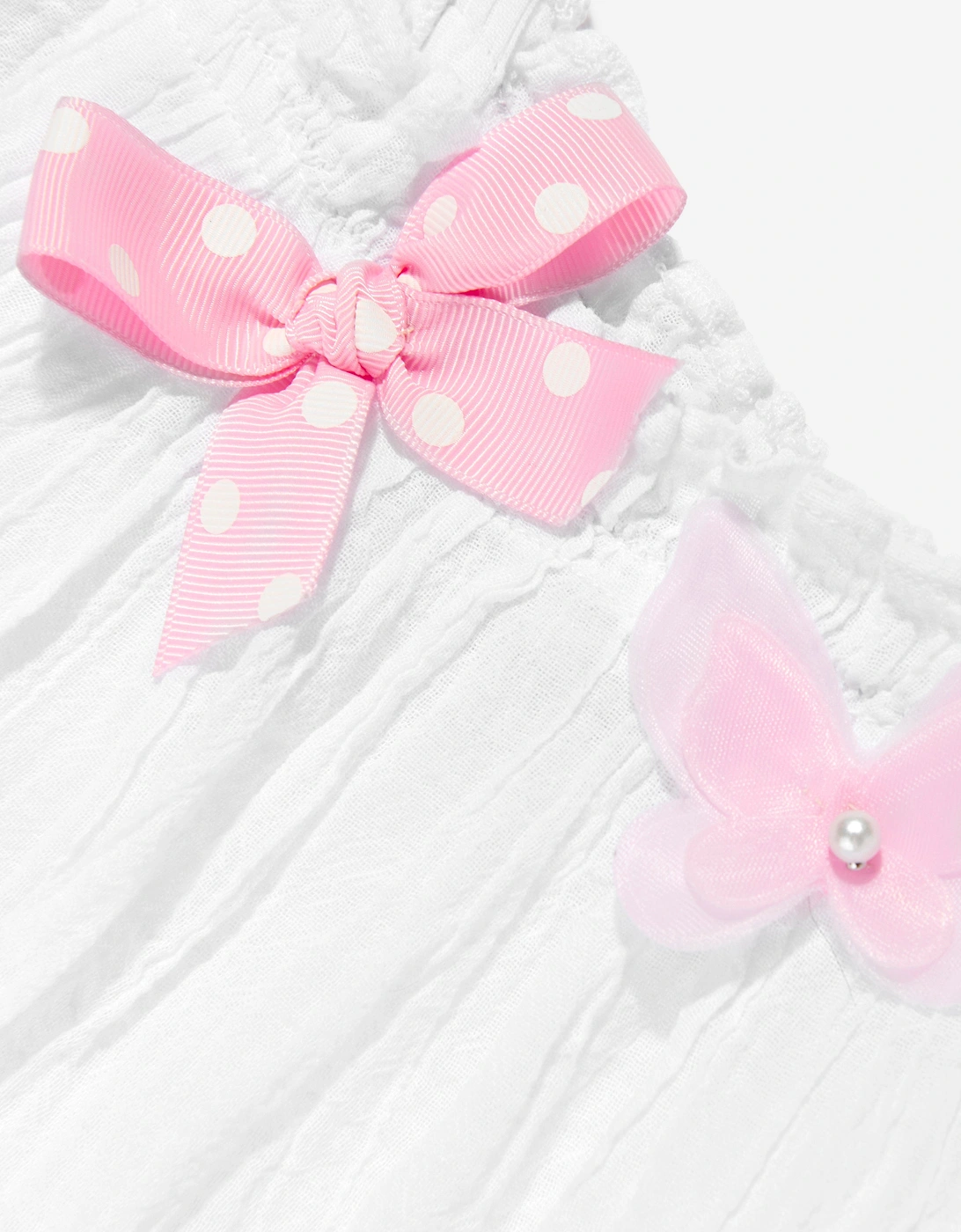 Girls Cotton Butterfly Dress in White