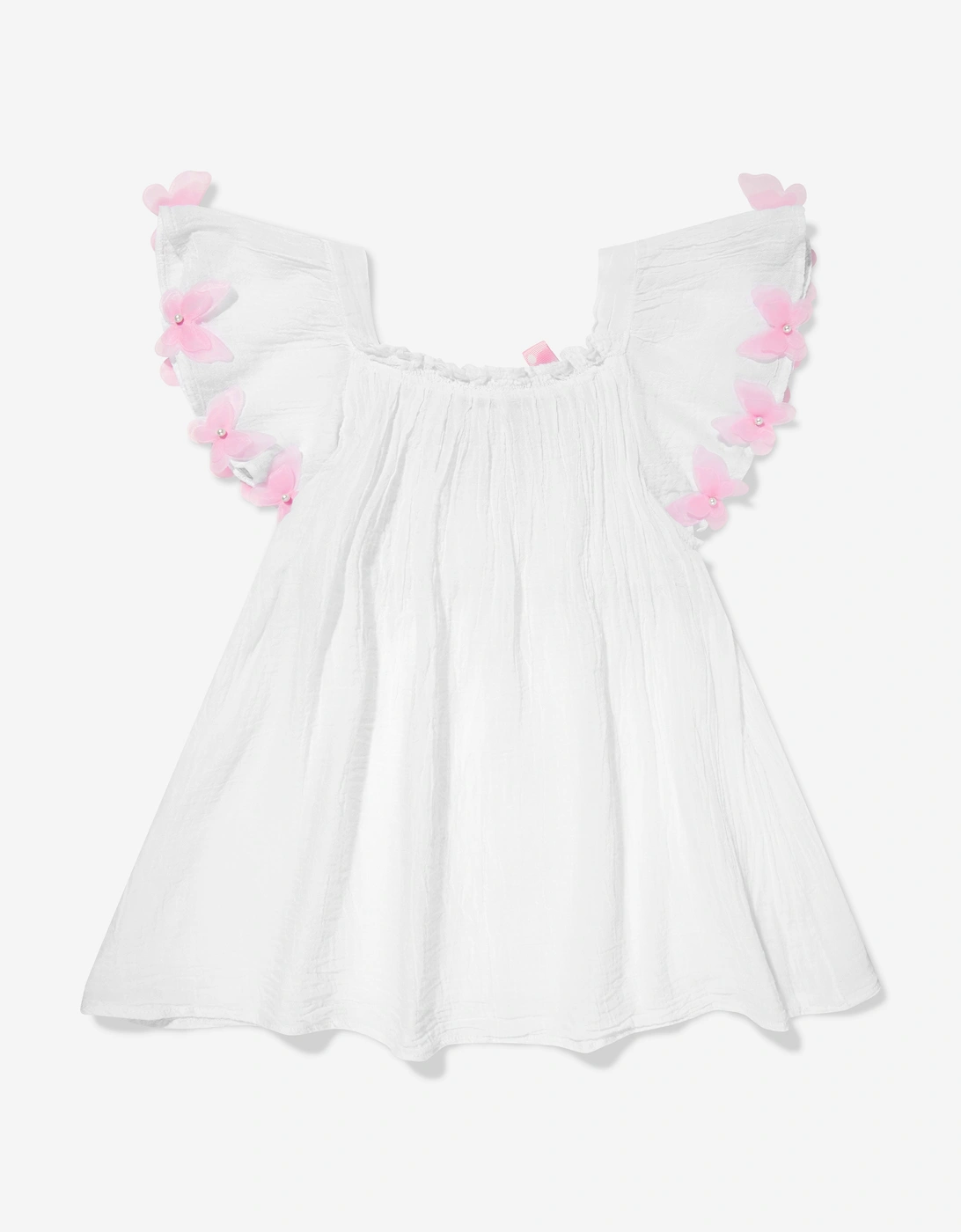 Girls Cotton Butterfly Dress in White