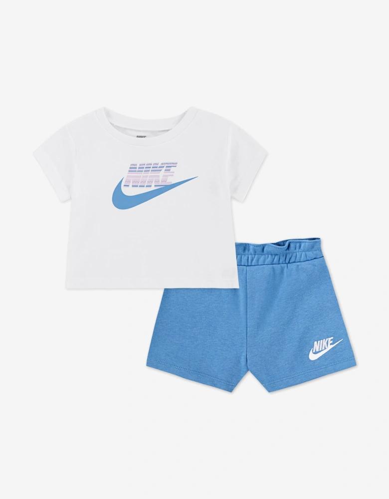 Girls Jersey and French Terry Short Set in White