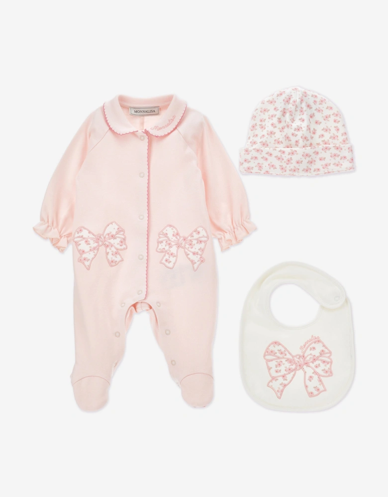Baby Girls Bow Babygrow Set in Pink