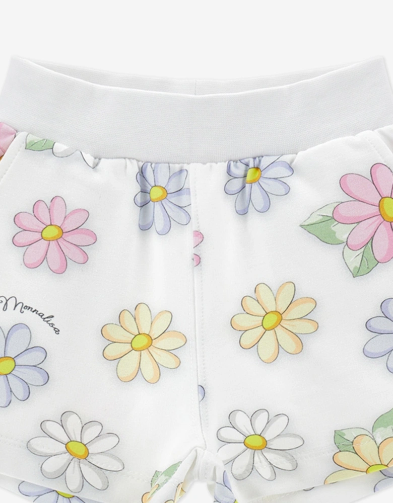Baby Girls Daisy Print Shorts in White