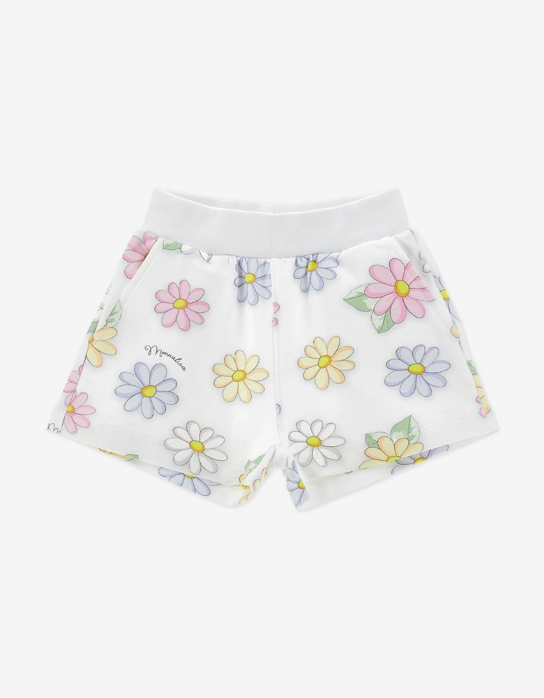 Baby Girls Daisy Print Shorts in White