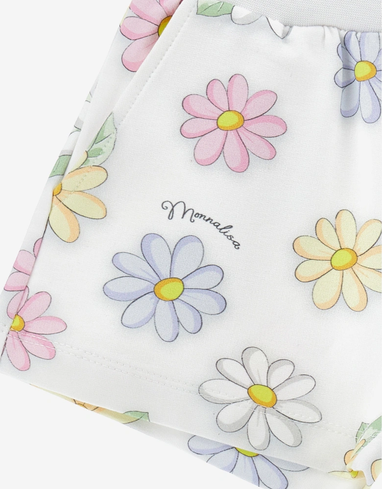 Baby Girls Daisy Print Shorts in White