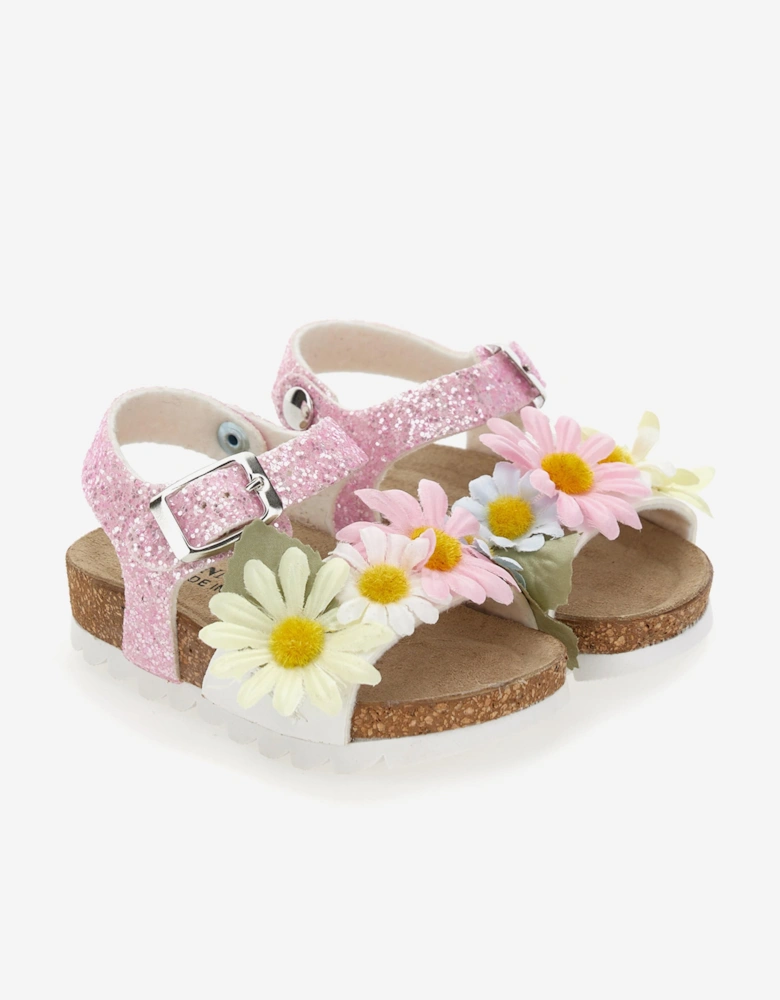 Girls Daisy Glitter Sandals in Pink