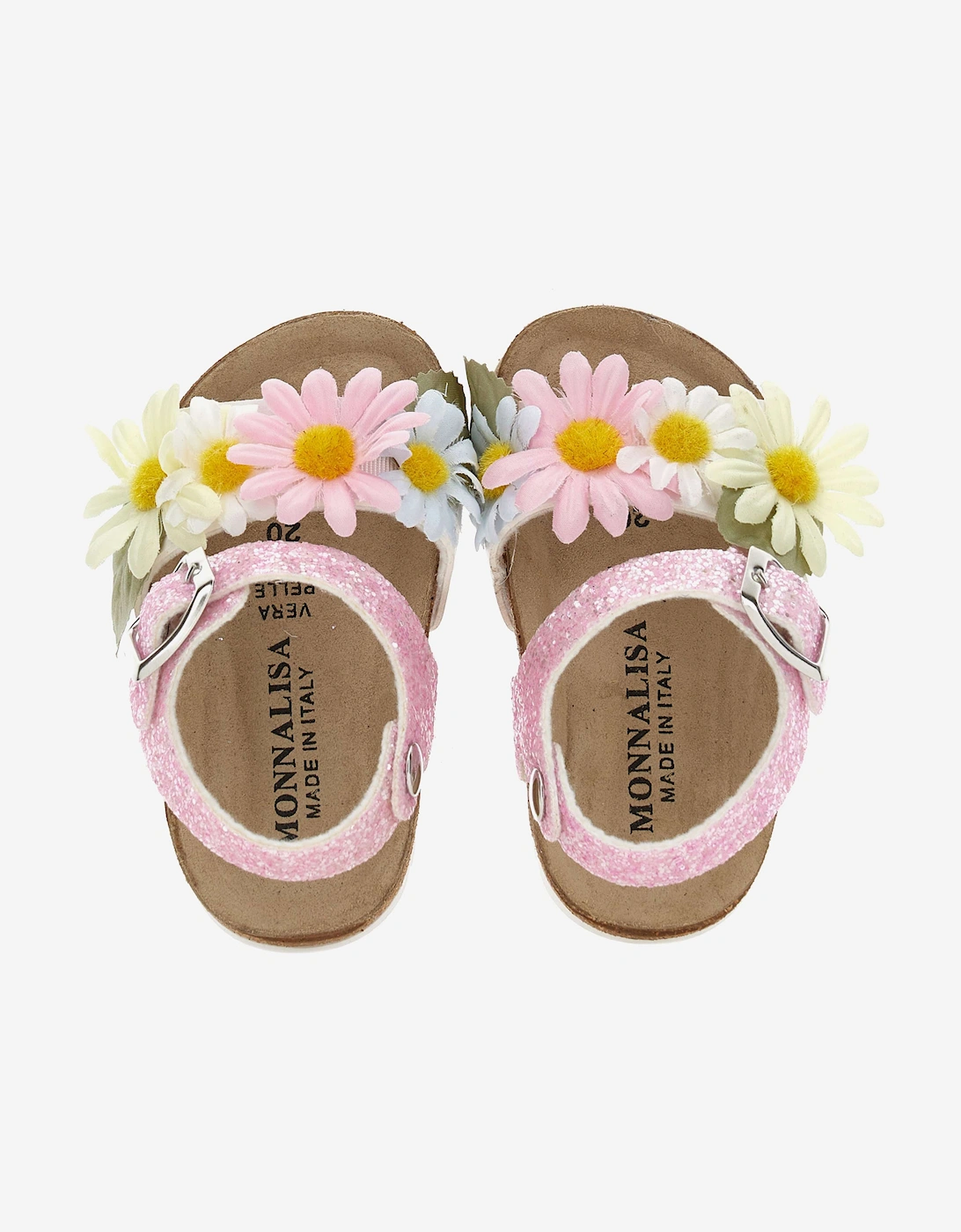 Girls Daisy Glitter Sandals in Pink