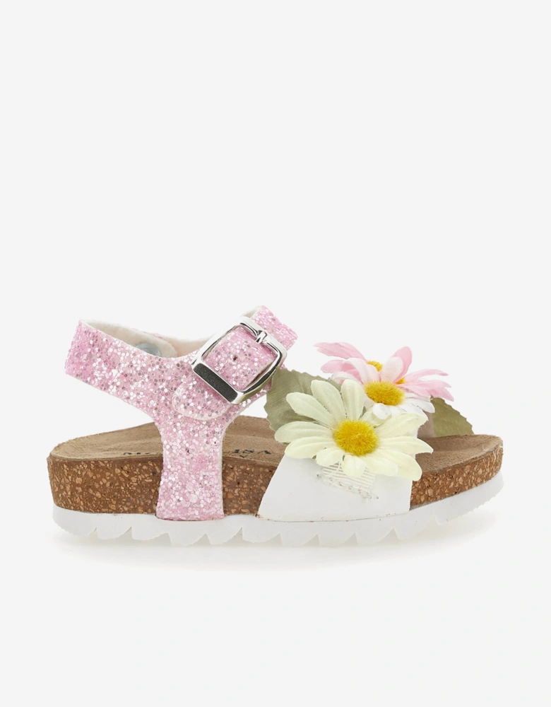 Girls Daisy Glitter Sandals in Pink