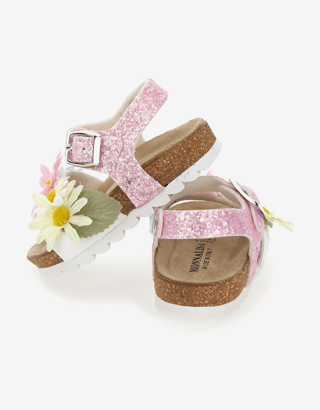 Girls Daisy Glitter Sandals in Pink