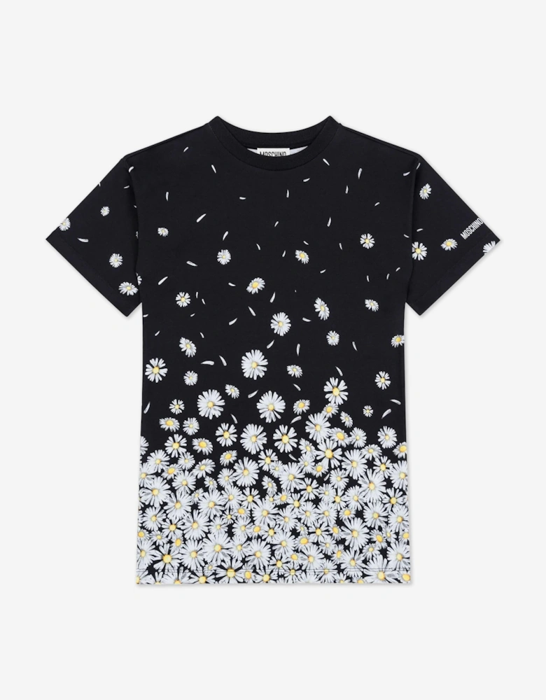 Girls Falling Daisy Dress in Black