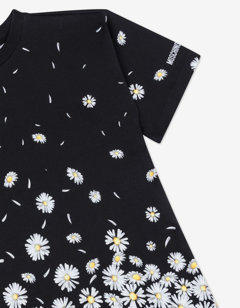 Girls Falling Daisy Dress in Black