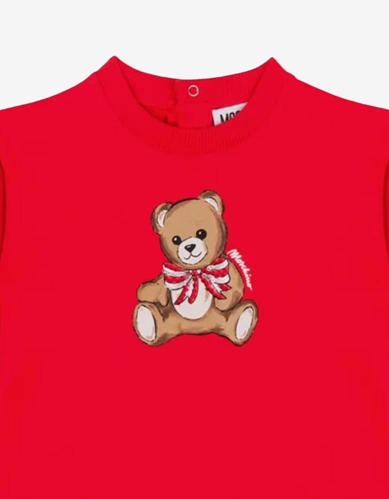 Baby Girls Teddy Bear Sweater Dress in Red