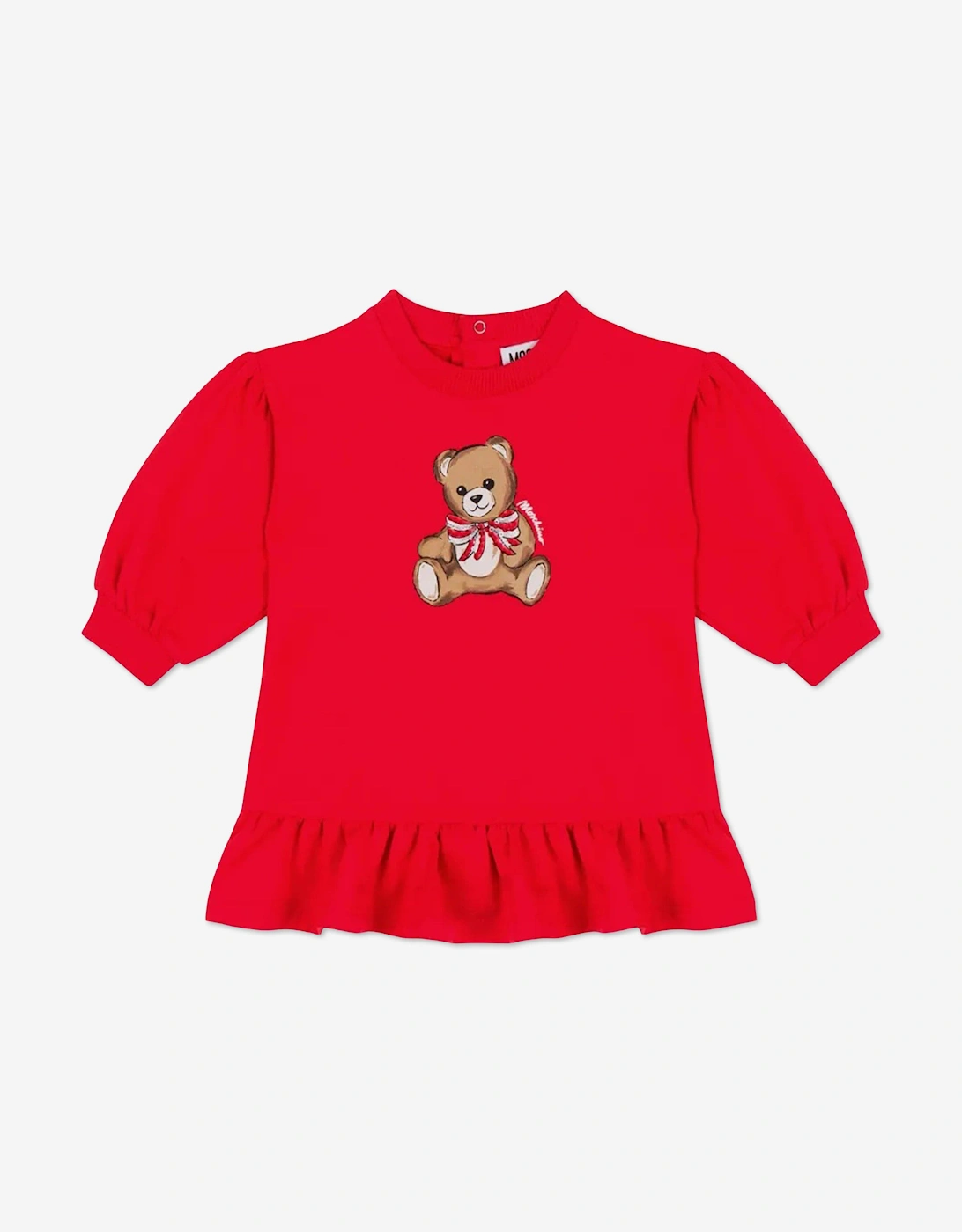 Baby Girls Teddy Bear Sweater Dress in Red, 5 of 4