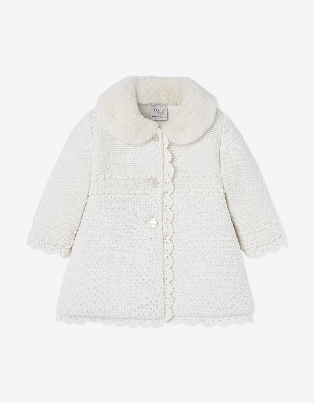 Baby Girls Knitted Coat in Ivory, 5 of 4