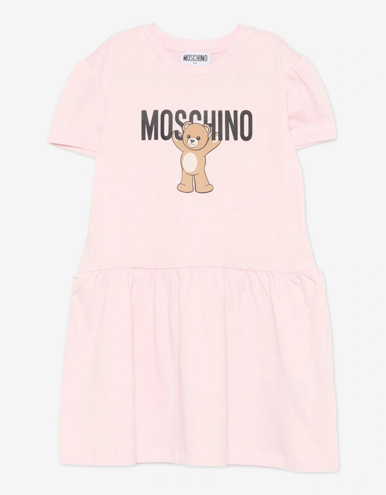 Girls Teddy Bear Logo Dress in Pink