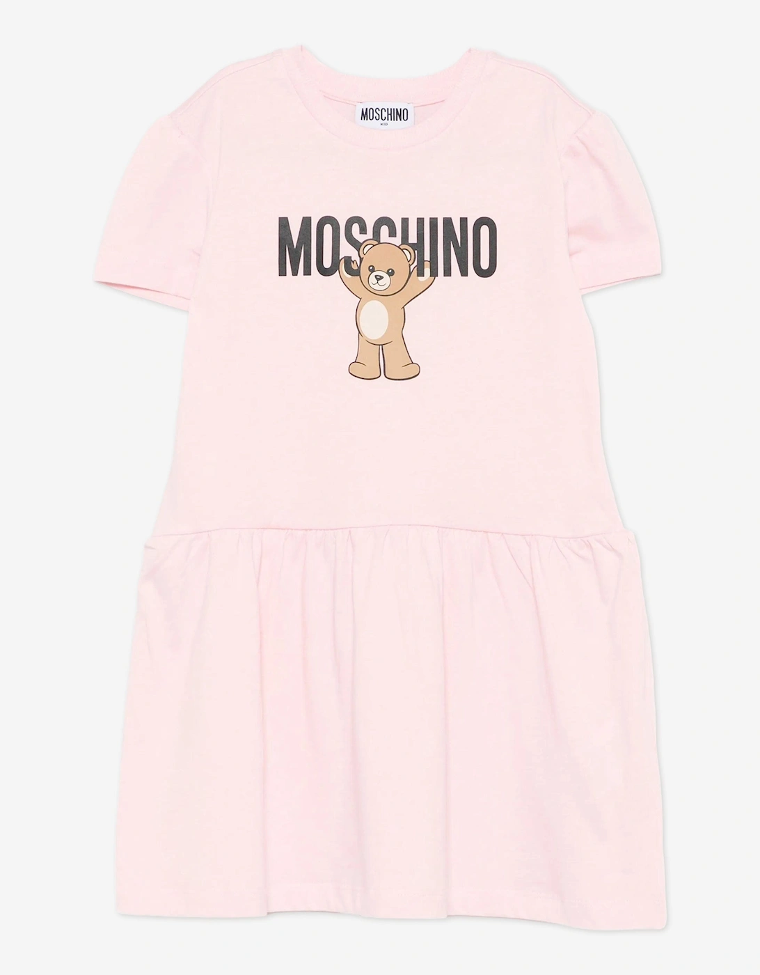 Girls Teddy Bear Logo Dress in Pink, 5 of 4