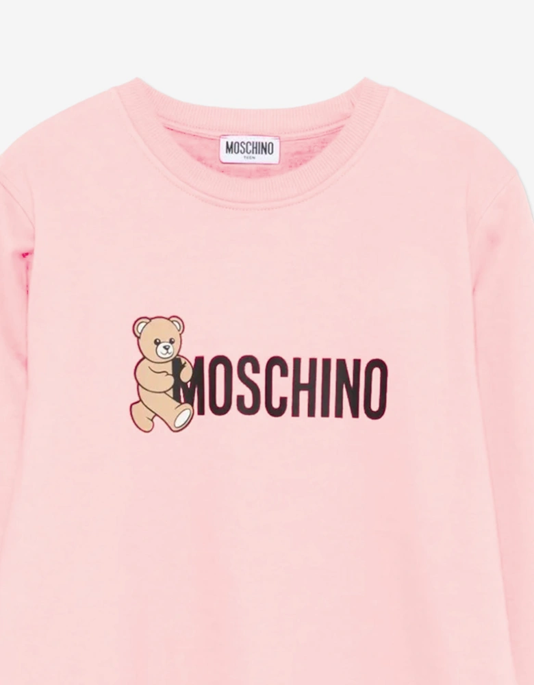 Girls Teddy Bear Logo Sweatshirt in Pink