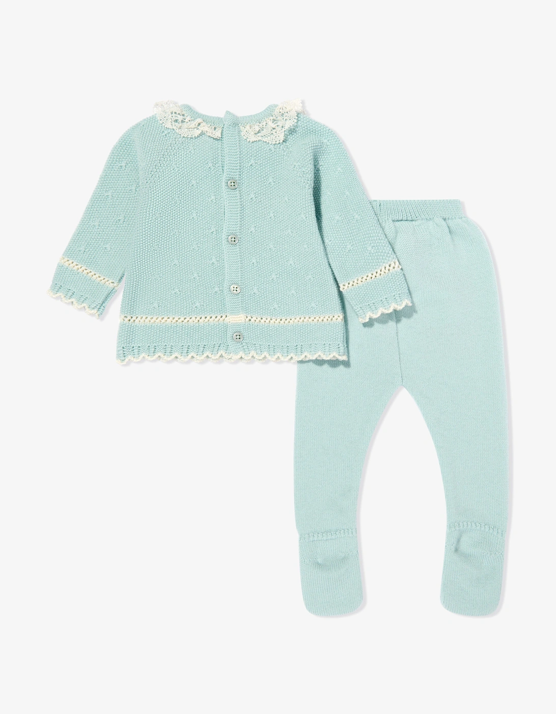 Baby Girls Knitted 2 Piece Babygrow Set in Green