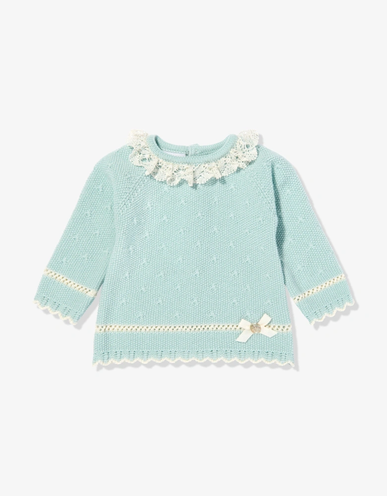 Baby Girls Knitted 2 Piece Babygrow Set in Green