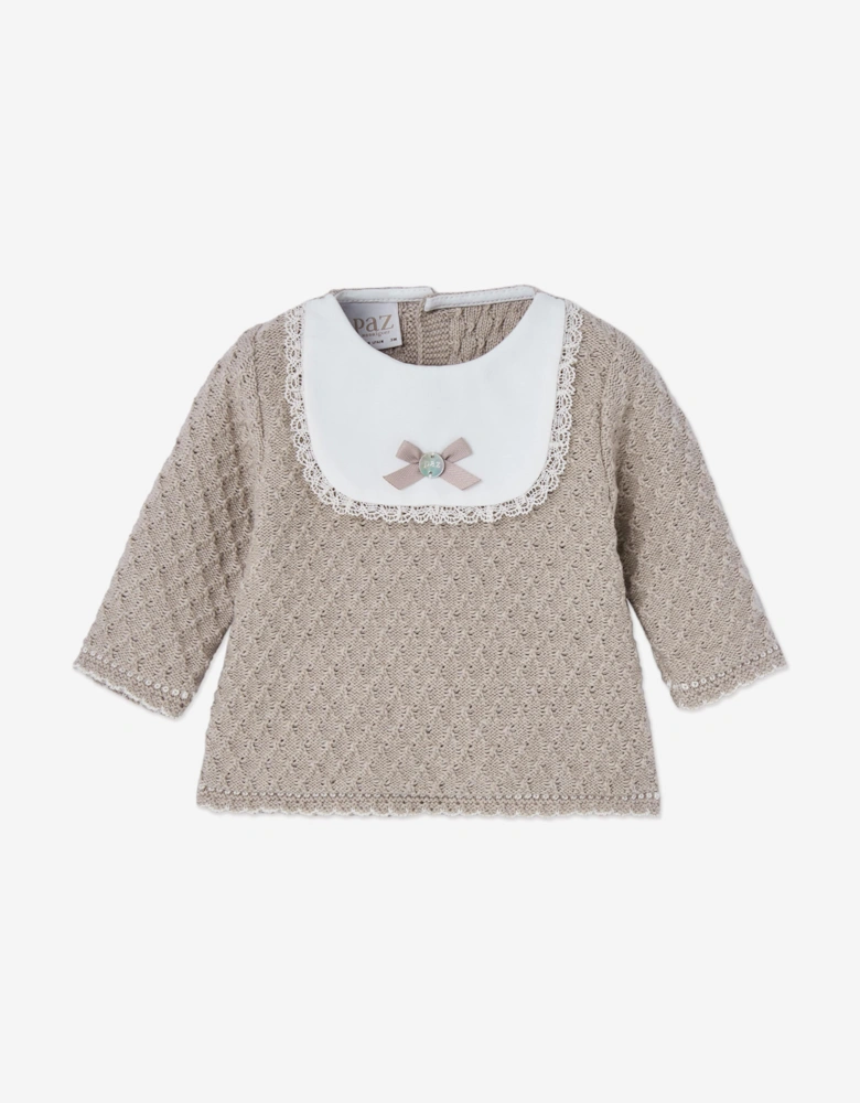 Baby Girls Knitted Jumper and Bloomers Set in Beige