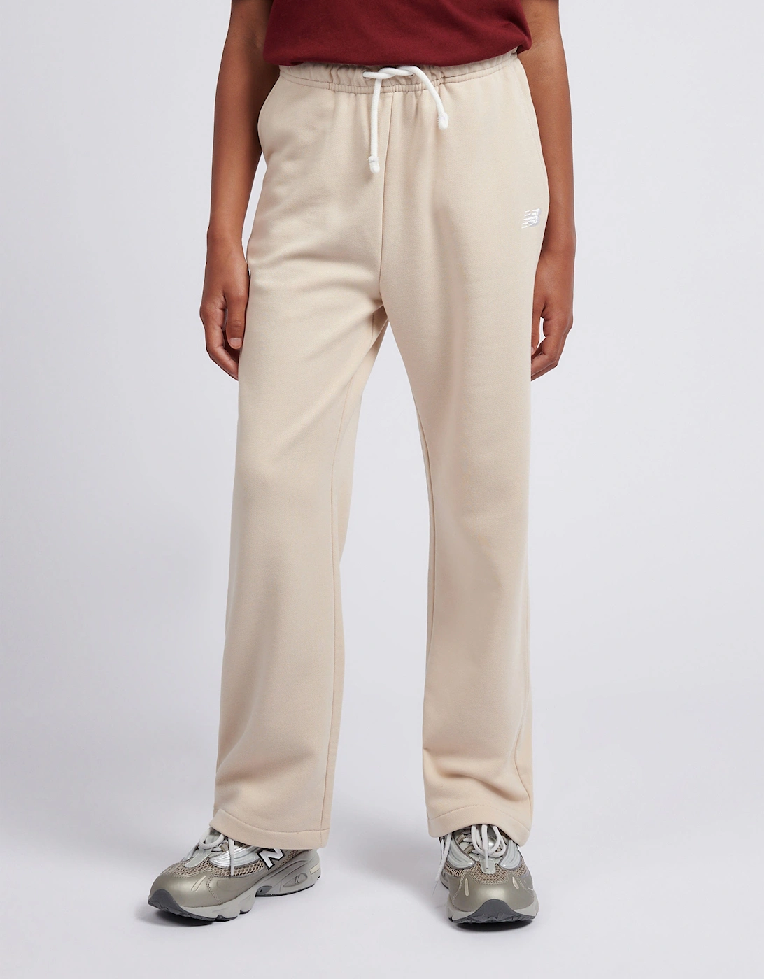 Girls Small Logo Wide Leg Joggers in Beige