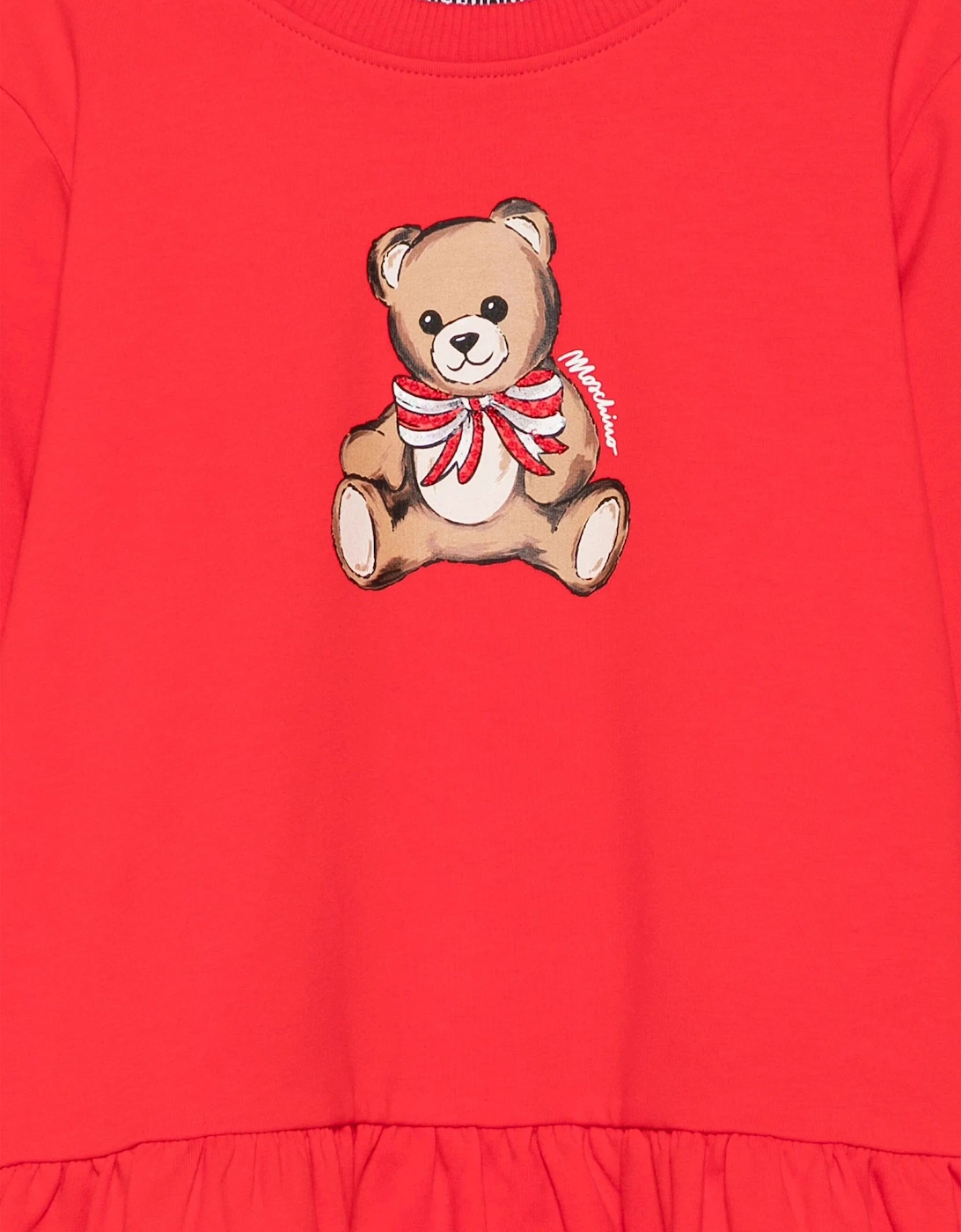 Girls Teddy Bear Sweater Dress in Red