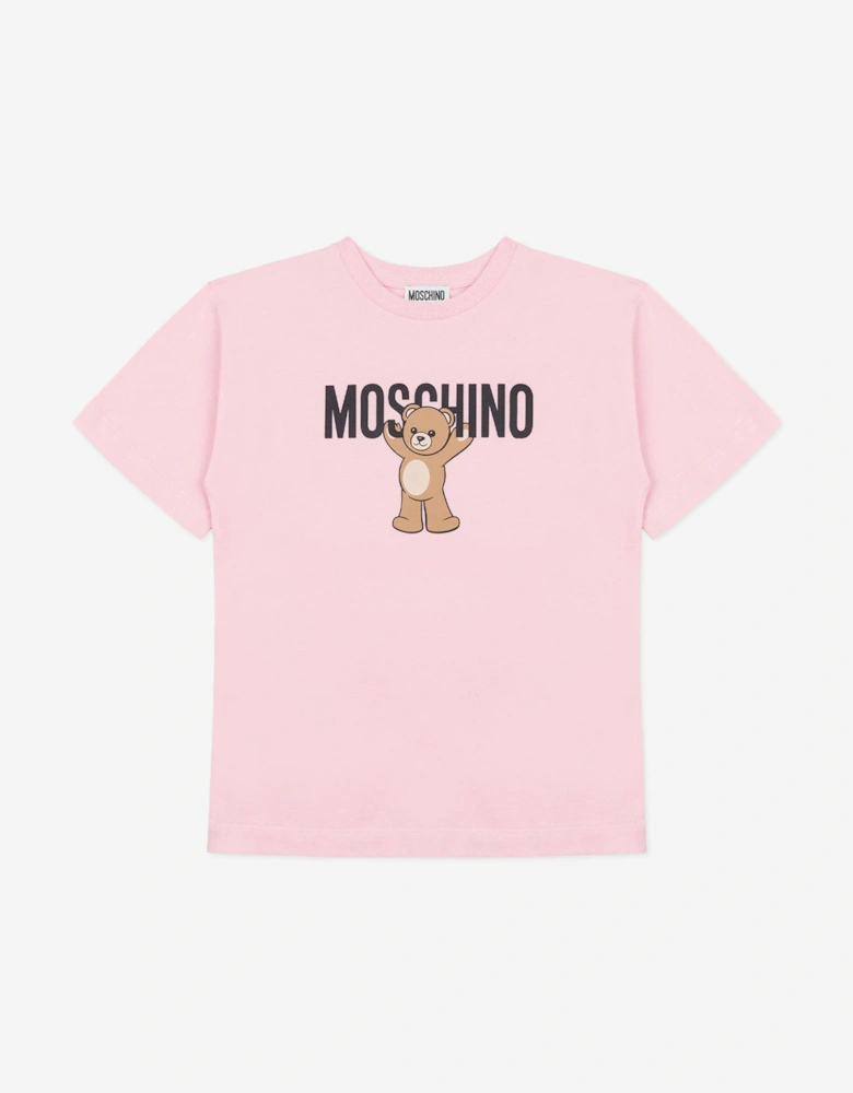 Girls Teddy Bear Logo T-Shirt in Pink