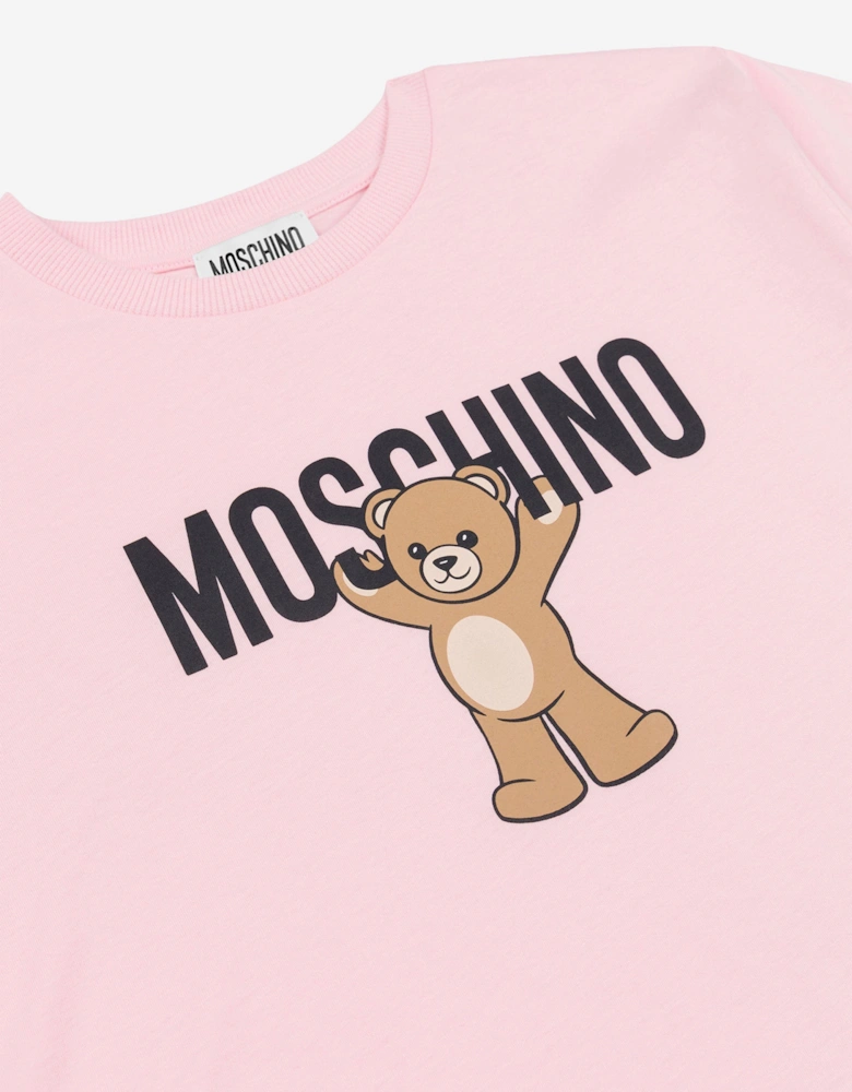 Girls Teddy Bear Logo T-Shirt in Pink