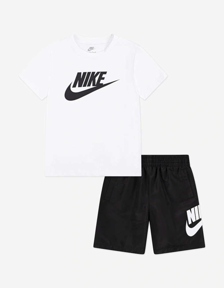 Kids Woven Short Set in White