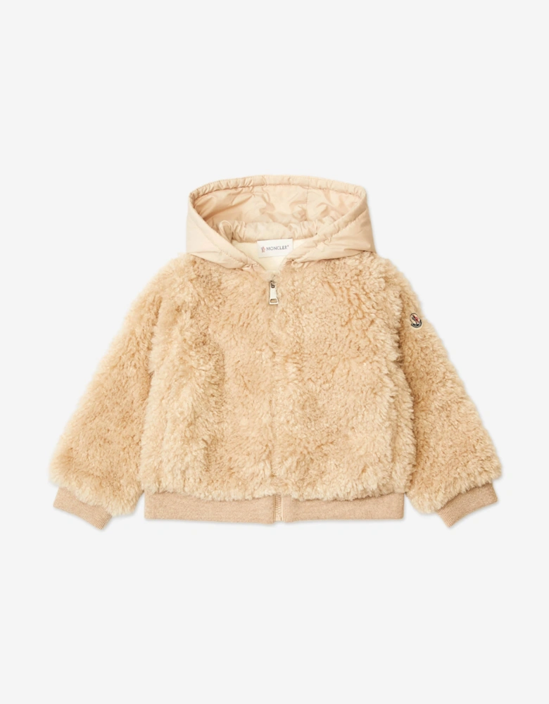 Enfant Girls Teddy Fleece Zip Up Cardigan in Beige