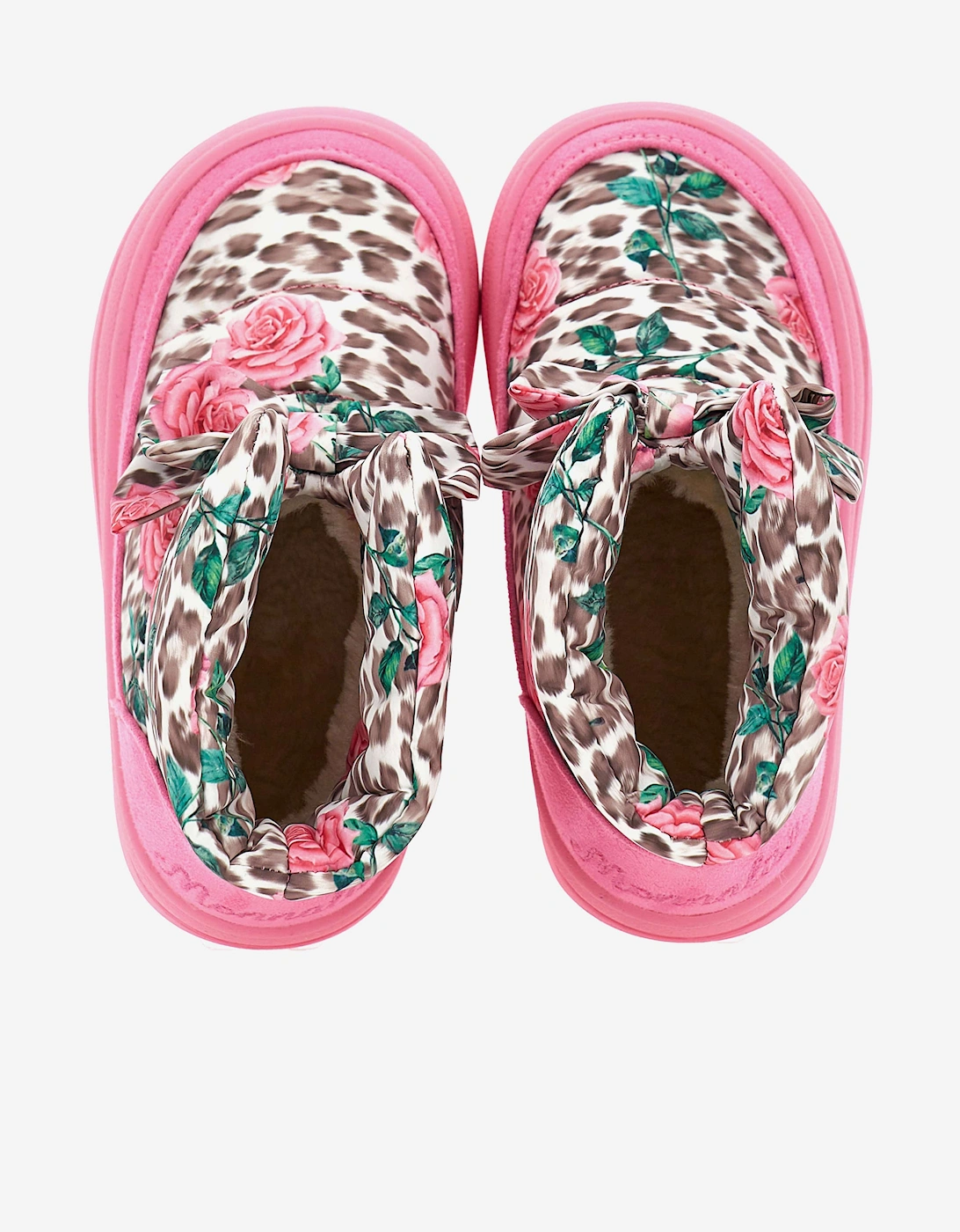 Girls Leopard and Rose Snow Boots in Pink