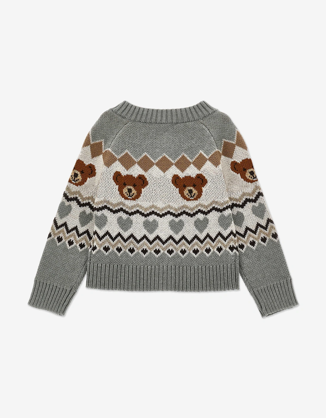 Girls Teddy Bear Knitted Cardigan in Grey
