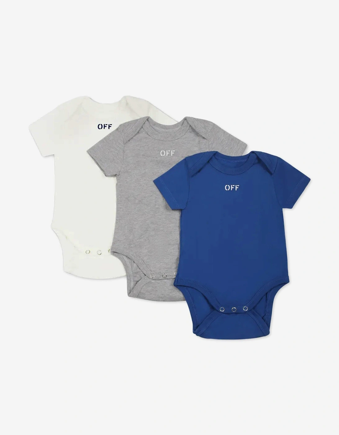 Baby Boys Off Stamp 3 Pack Bodysuit Set in Multicolour, 5 of 4