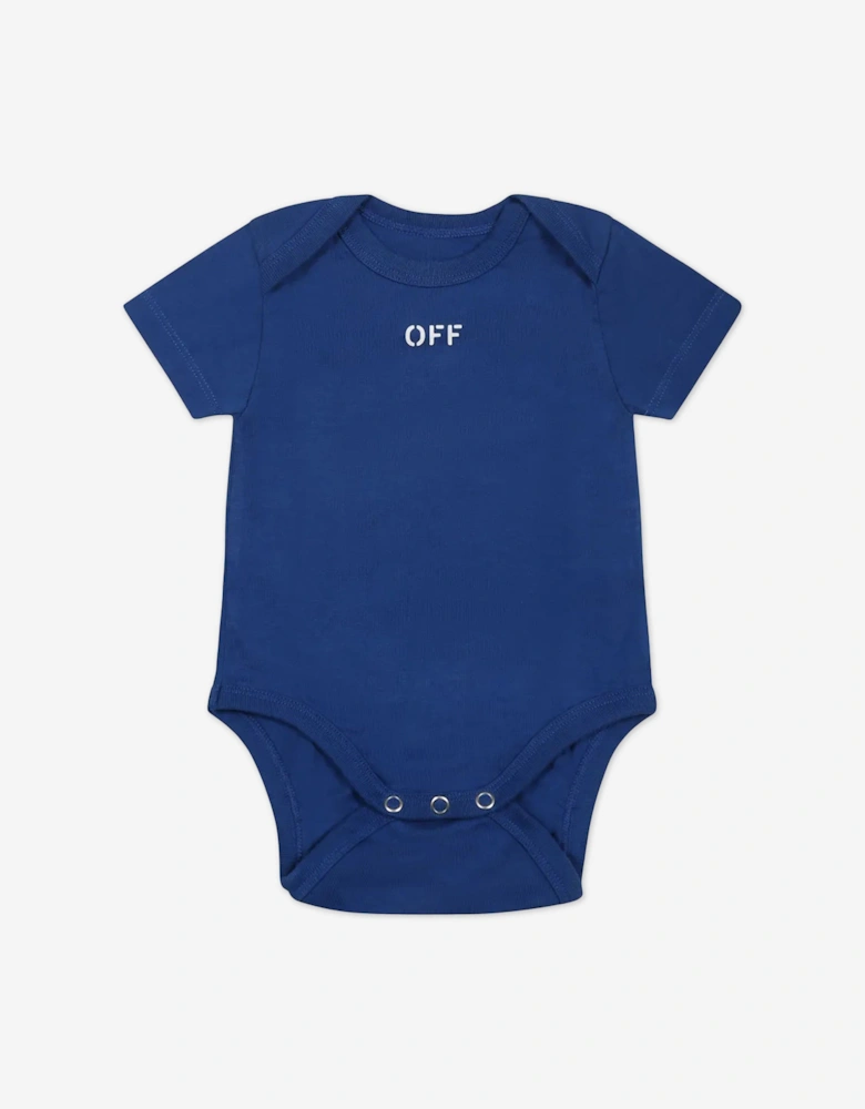 Baby Boys Off Stamp 3 Pack Bodysuit Set in Multicolour