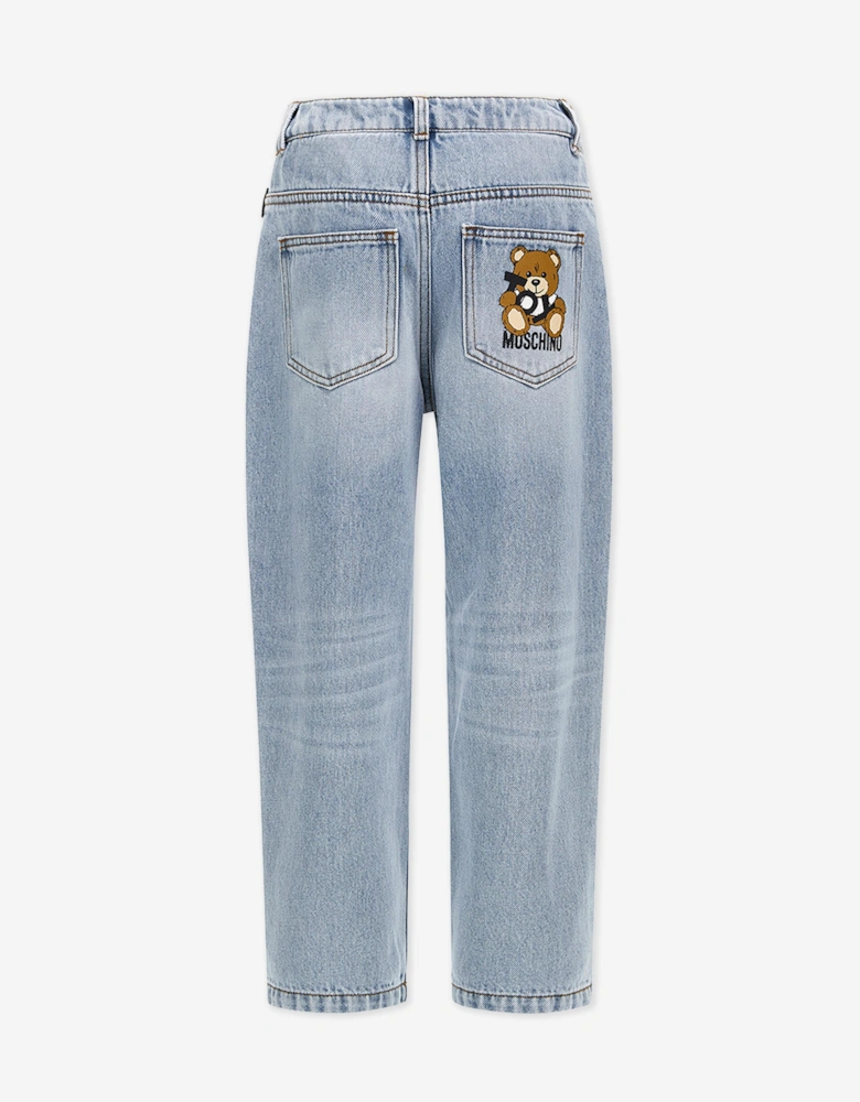 Kids Teddy Bear Logo Jeans in Blue