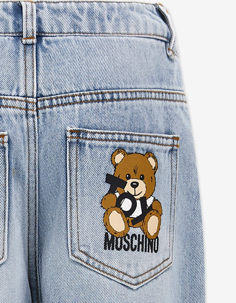 Kids Teddy Bear Logo Jeans in Blue